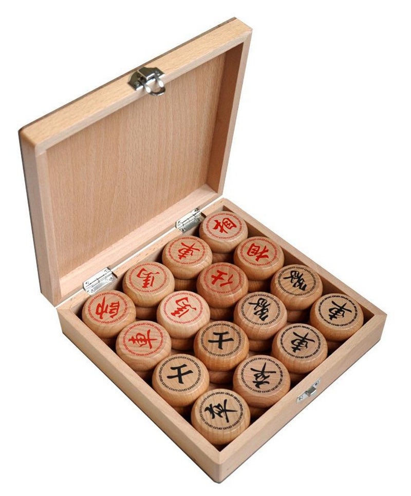 GoodPlay Beechwood Chinese Chess Set Xiangqi Travel Game Set with Wooden Box and Leather Chessboard - Image 4